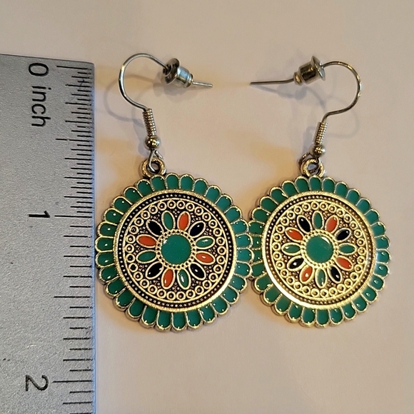 Turquoise enamel and pink earrings! - Picture 4 of 4